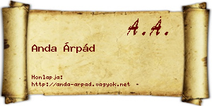 Anda Árpád névjegykártya