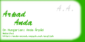 arpad anda business card